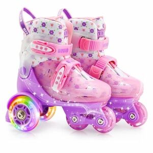 Pink & Purple Light-Up Adjustable Kids Roller Skates